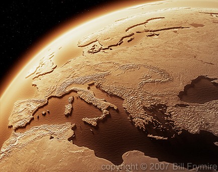 relief globe of Europe