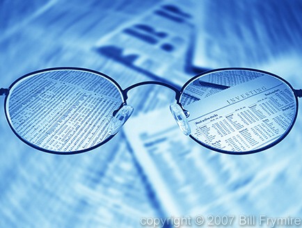 glasses over stock listings