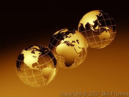 three wireglobe maps