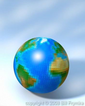 globe with binary code