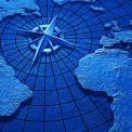 world map with compass