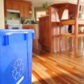 Kitchen with recycle box in it 