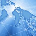 world map with connecting network